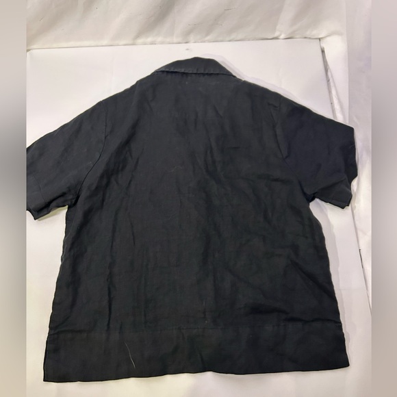 Black cropped linen Short Sleeve Shirt Quince - Flawed item - Picture 3 of 6